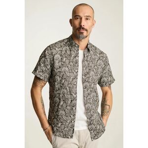 Bonobos Riviera Linen Short Sleeve Men's Shirt Print Tailored Fit Long L 283322